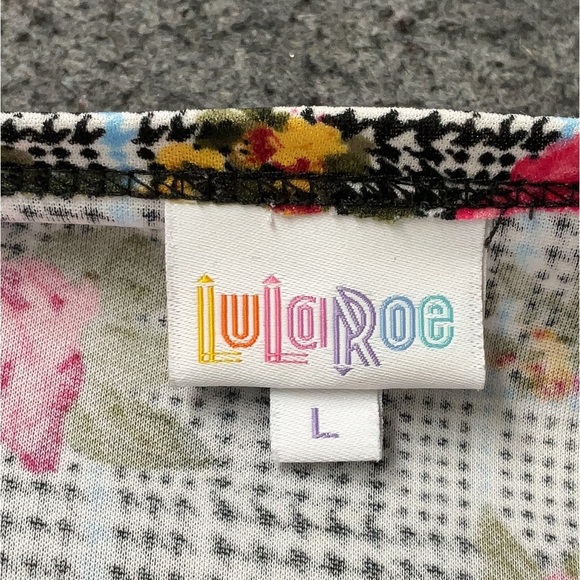 LuLaRoe Floral Black Plaid Shirley Open-Front Long Kimono Duster Cardigan Size L - Picture 4 of 6